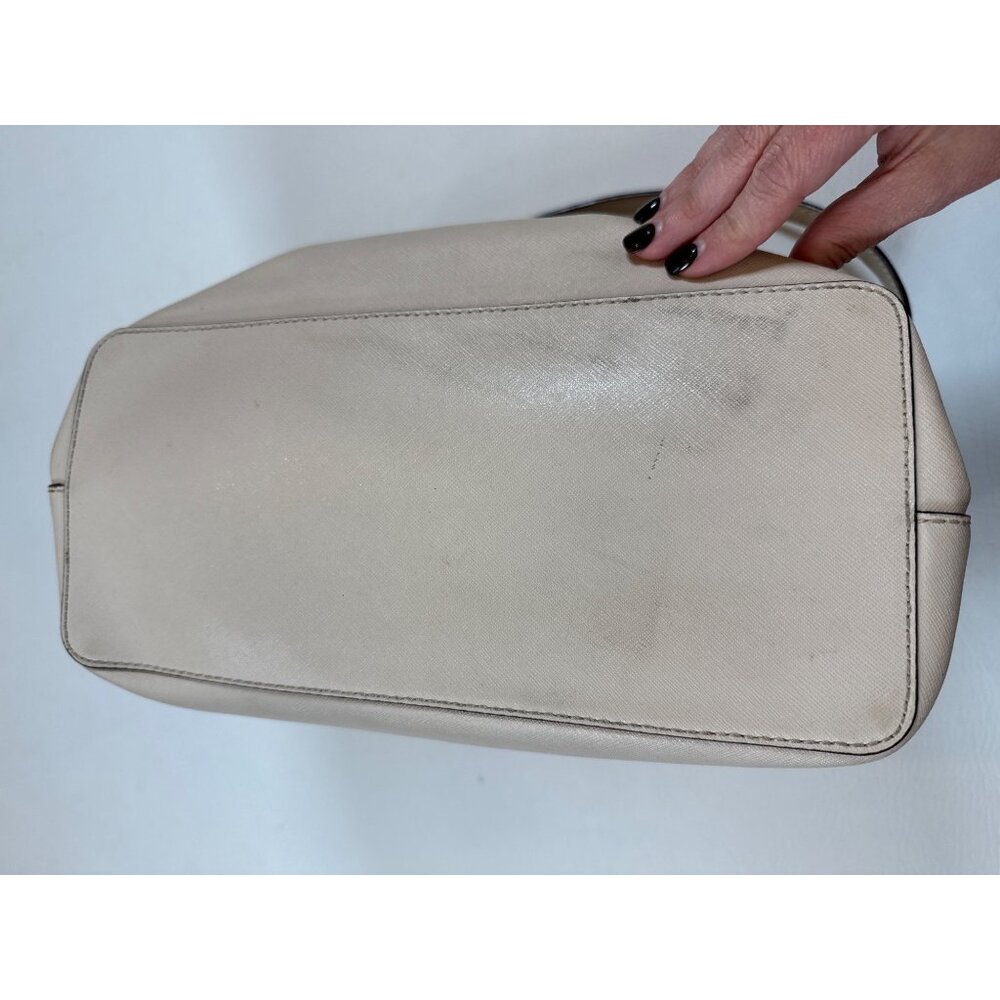Kate Spade New York Beige Leather Crossbody Tote Handbag Gold Hardware - Picture 9 of 12